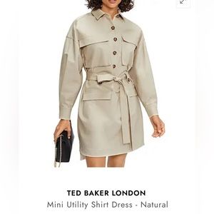 Ted Baker London Mini Utility Shirt Dress -Natural Sz 2  or a US size 8, 10